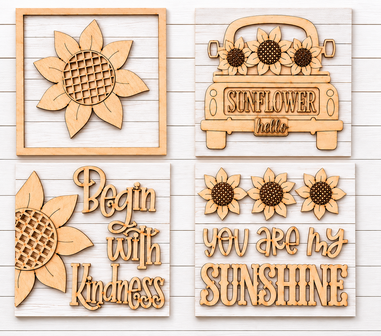 Sunflower 4.25" square wooden blanks signs