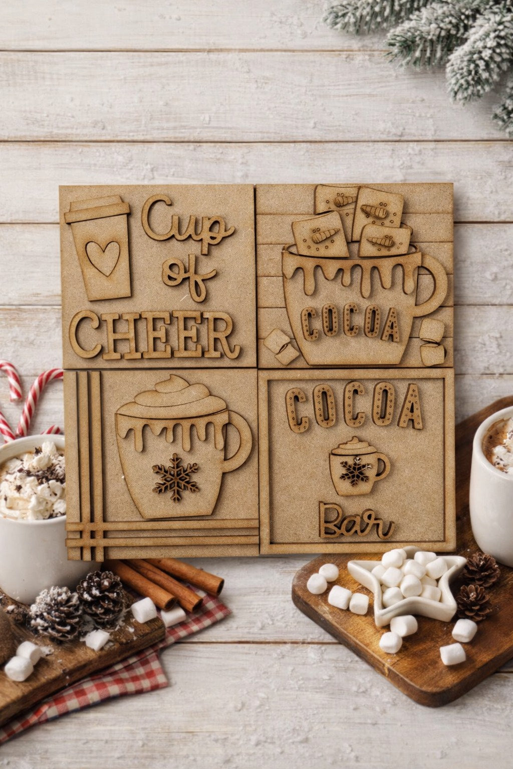 Add On- 4.25 Interchangeable Cup of Cheer Cocoa Wood Blanks
