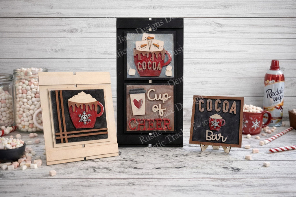 Add On- 4.25" sign Cup of Cheer Cocoa Wood Blank