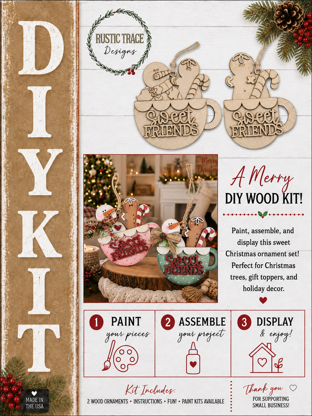 "Sweet Friends" Gingerbread Ornaments