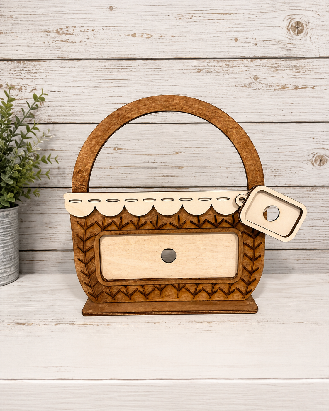 12" Wood basket interchangeable Wood Blank Craft Kit