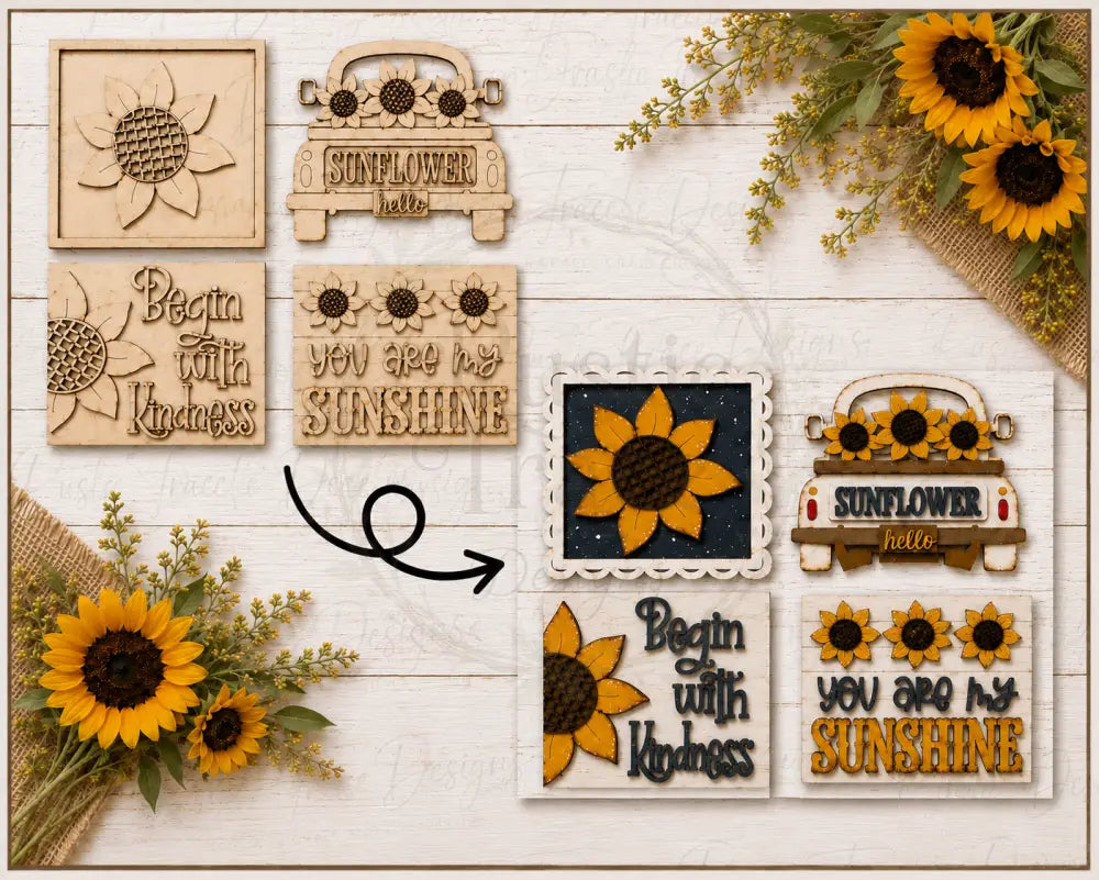 Sunflower 4.25’’ square wooden blanks signs