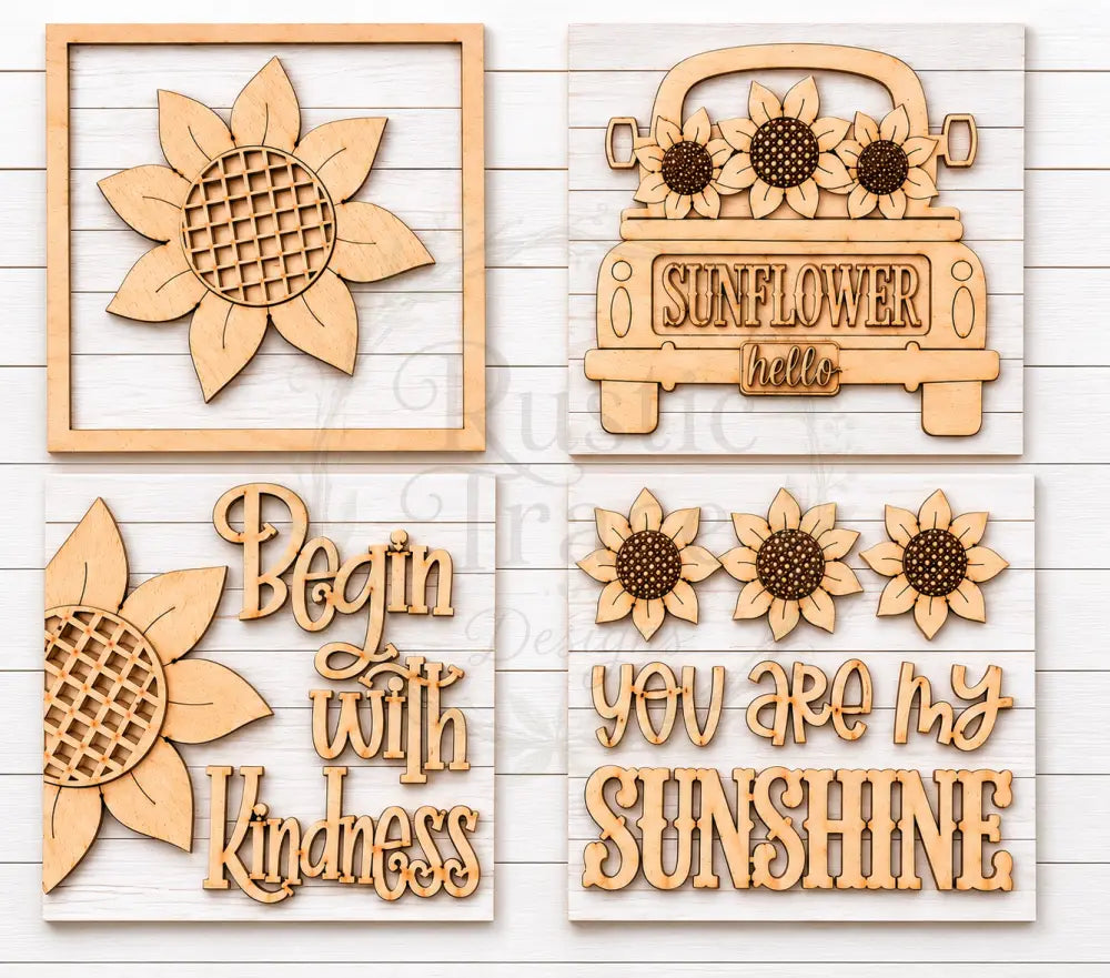 Sunflower 4.25’’ square wooden blanks signs